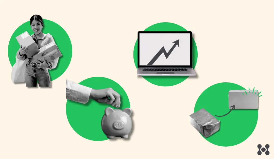 A graphic illustration depicts some of the benefits of outsourcing warehouse fulfillment, such as scalability and saved costs. 